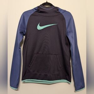 Nike Girl's Dri-Fit Thermal Pullover Hooded Sweatshirt Purple Teal XL Hoodie